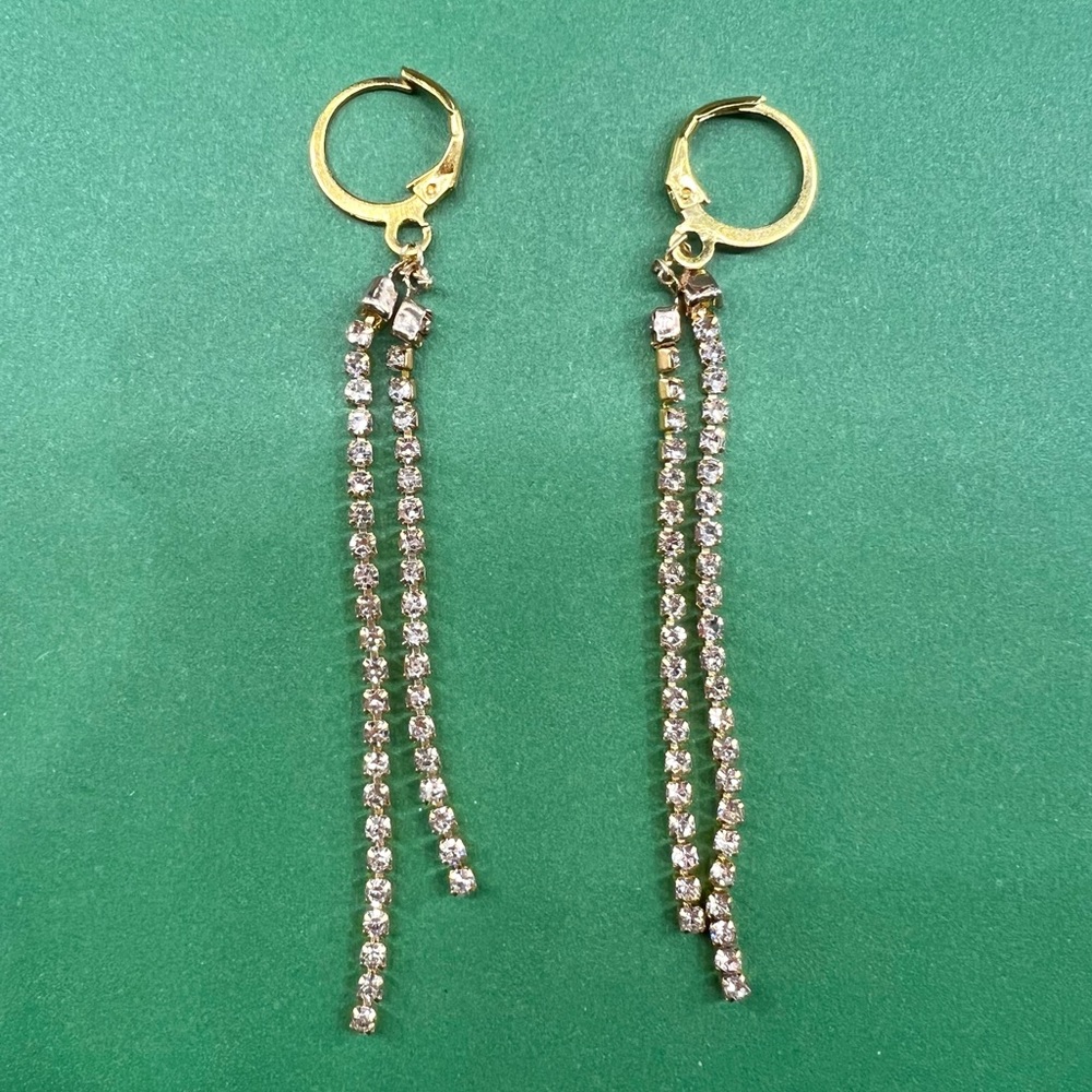 crystal cupchain dangle earrings - yellow gold